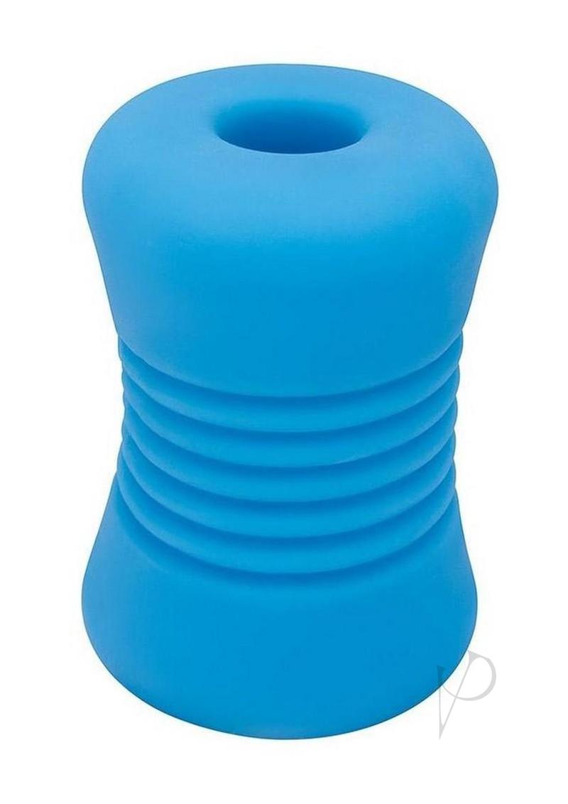 Bodywand 4Play Wavy Grip Stroker Blue, soft stretchy stroker with textured interior for enhanced stimulation.