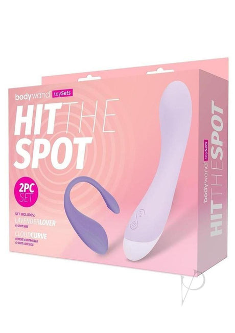 Bodywand Hit The Spot Set (2 Piece) Lavender packaging with curved vibe and remote-controlled egg.