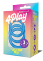 Bodywand 4Play Flex Trio Silicone Cockring Set Blue packaging with three soft, stretchy C-rings.