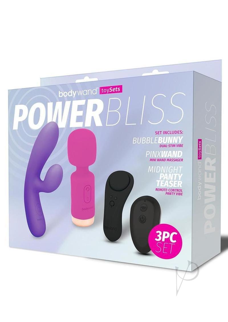 Bodywand Power Bliss Set (3 Piece) Assorted Colors packaging with three versatile pleasure toys displayed.