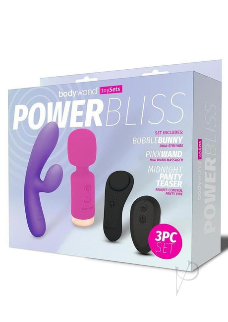 Bodywand Power Bliss Set (3 Piece) Assorted Colors packaging with three versatile pleasure toys displayed.