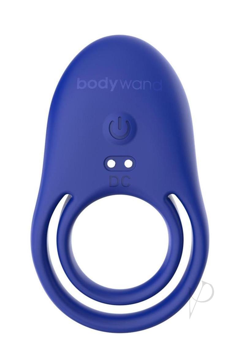 Image of Bodywand 4Play Bonding Time Silicone Cock Ring Navy, a flexible vibrating C-ring with 10 modes.