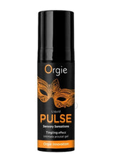 Orgie Liquid Pulse Arousal Intimate Gel 0.5 Oz Ice Caramel for enhancing intimate experiences.