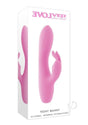 Evolved Teeny Bunny Silicone Rabbit Vibrator Pink packaging showcasing its compact design for dual stimulation.