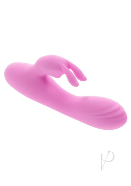 Evolved Teeny Bunny Silicone Rabbit Vibrator Pink, a compact dual stimulation toy in pink silicone.