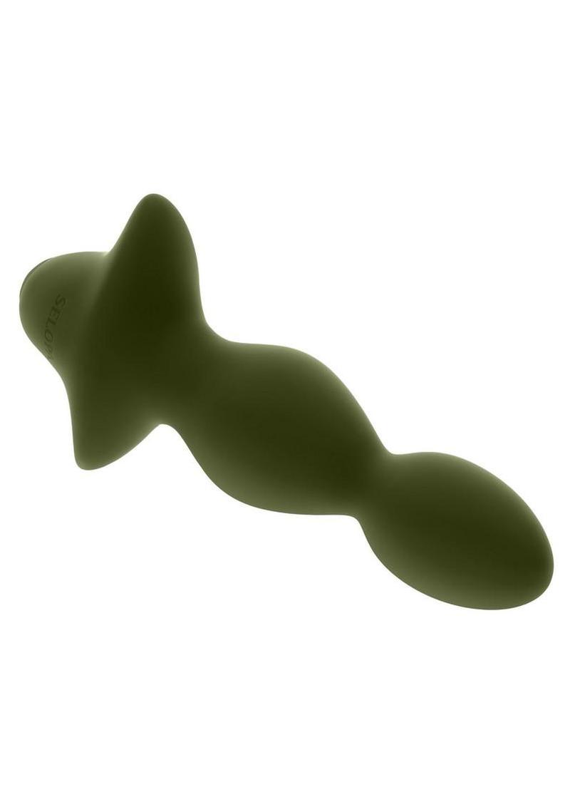 Selopa Rocket Plug Silicone Rechargeable Green flexible vibrating plug for smooth anal play.