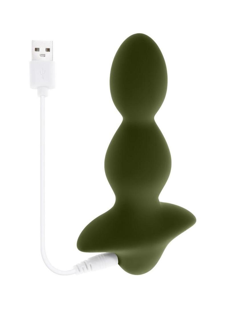 Selopa Rocket Plug Silicone Rechargeable Green with USB charger for smooth anal play.
