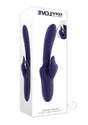 Evolved Tongue Twisted Silicone Clitoral Stimulator Purple in packaging with flicking tongues and controls.