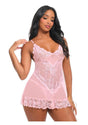 Oh La La Cheri Forever Valentine Babydoll XLarge Pink showcasing a romantic pink lingerie design.