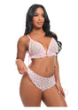 Oh La La Julienne 2 Piece Lingerie Set Large/XLarge Pink displayed on model, showcasing soft pink fabric and feminine design.