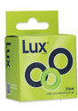 LUX Active Vice Silicone Stamina Rings 3 Pack Navy Green packaging showcasing three silicone stamina rings for enhanced performance.