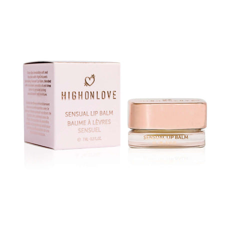 HighOnLove Limited Edition Sensual Lip Balm in jar with pink packaging for moisturizing lips.
