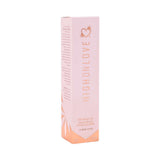 HighOnLove Dry Body Oil Spray packaging on a light pink box with branding and product details.