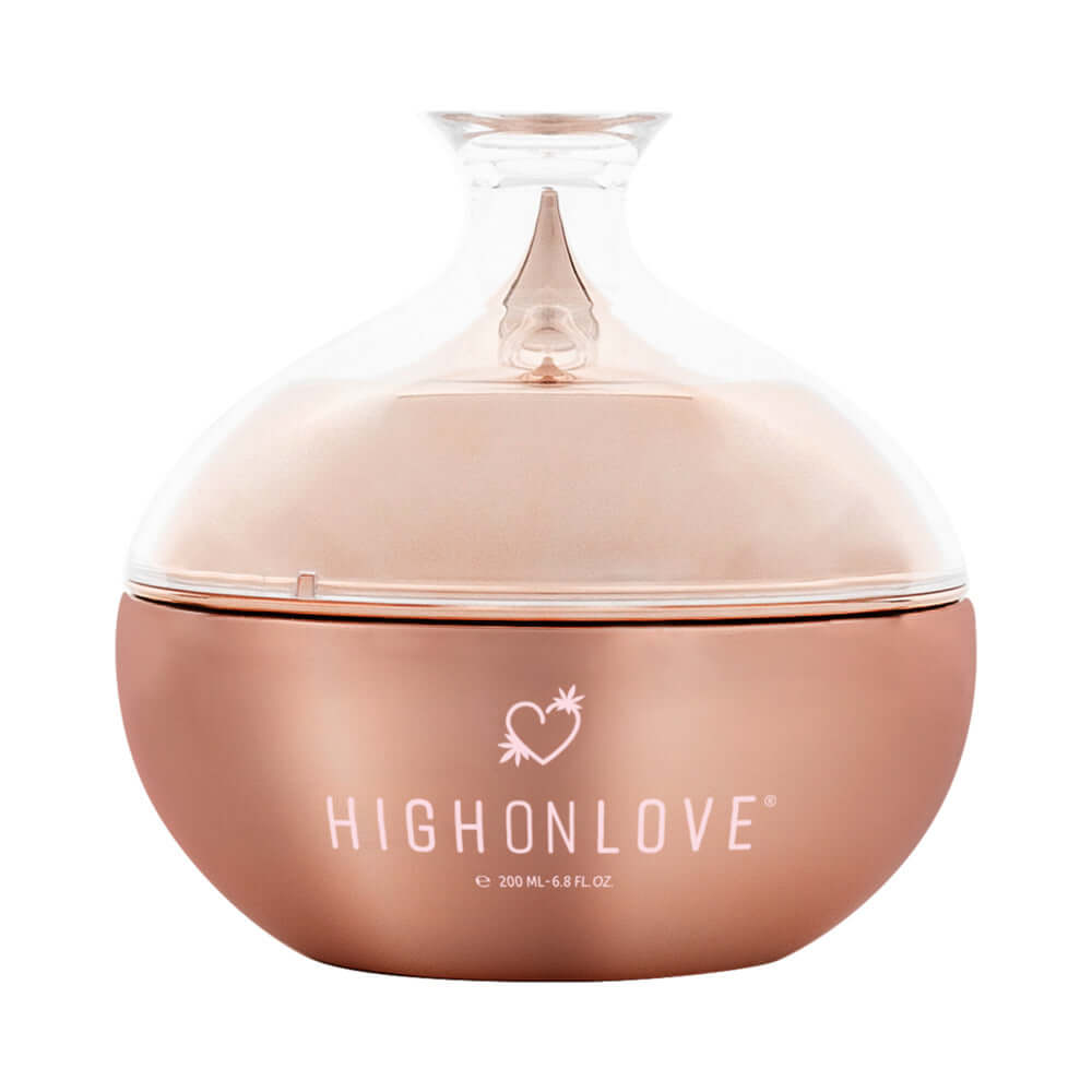 HighOnLove Canna Body Butter packaged in a stylish glass container for luxury skincare.