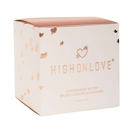 HighOnLove Canna Body Butter packaging box featuring elegant design and branding.