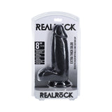 RealRock Extra Thick 8 inches Dildo with Balls Black