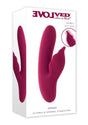 Evolved Venus Silicone Rabbit Vibrator Burgundy packaging showcasing its innovative design for clitoral and internal stimulation.