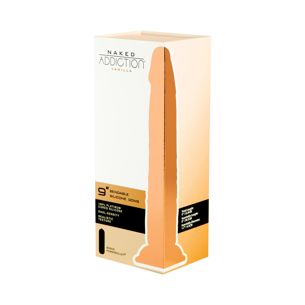 Naked Addiction Vanilla 9 inches Bendable Dual Density Silicone Dildo
