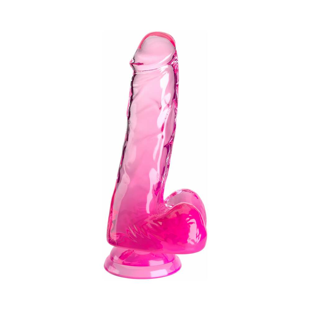 King Cock Clear with Balls 6 inches Pink