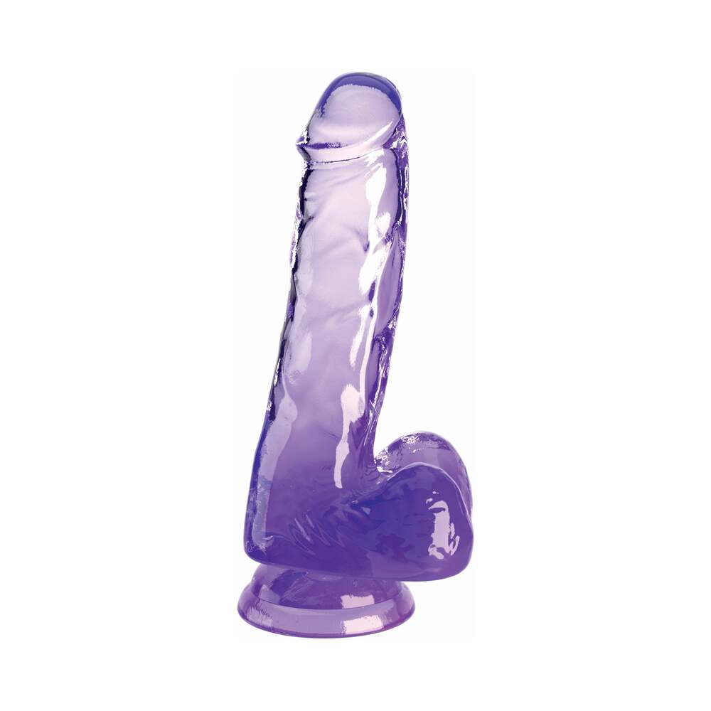 King Cock Clear with Balls 6 inches Purple