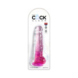 King Cock Clear with Balls 8 inches Pink