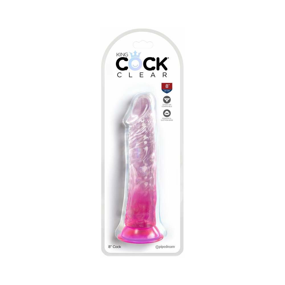 King Cock Clear 8 inches Pink