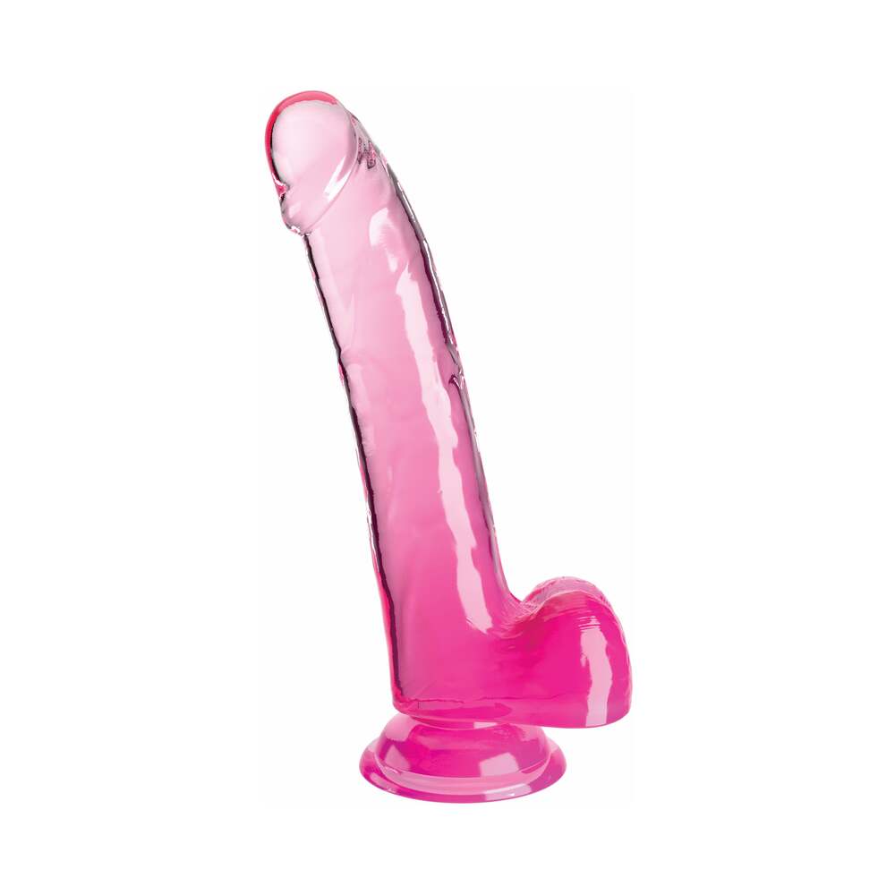 King Cock Clear with Balls 9 inches Pink