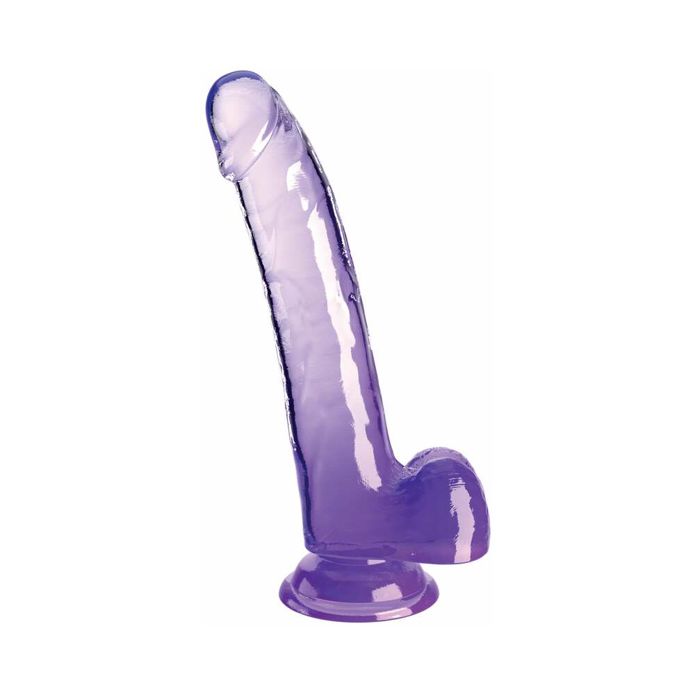 King Cock Clear with Balls 9 inches Purple