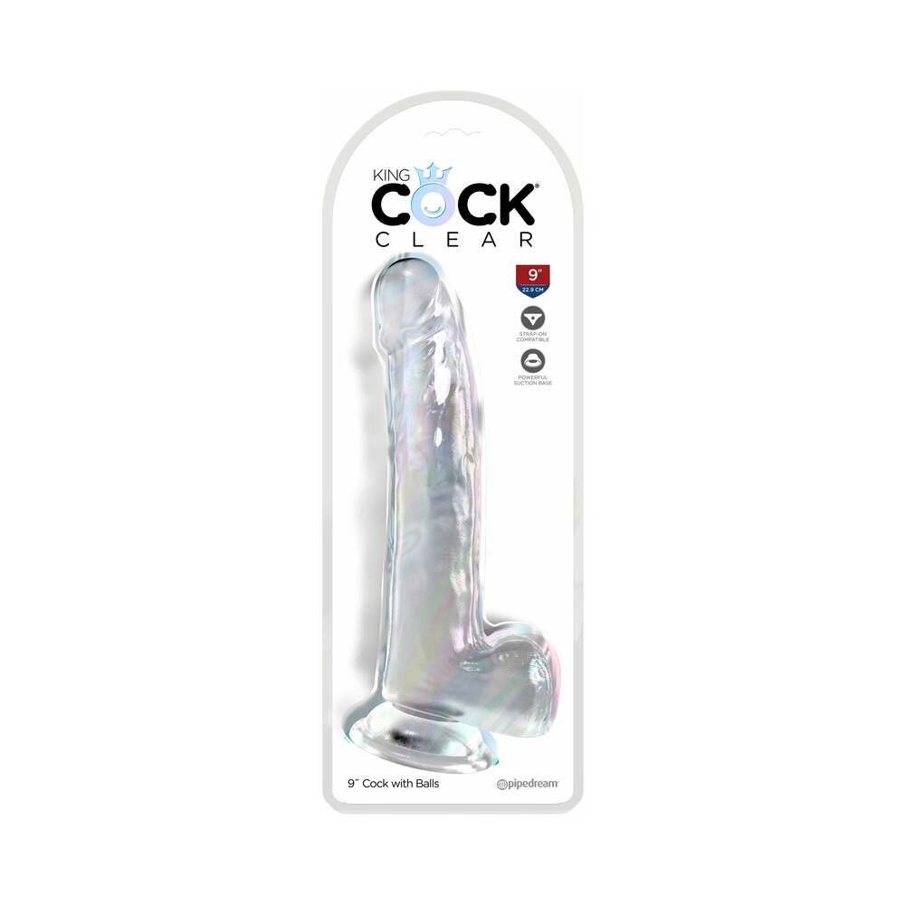 King Cock Clear with Balls 9 inches Clear