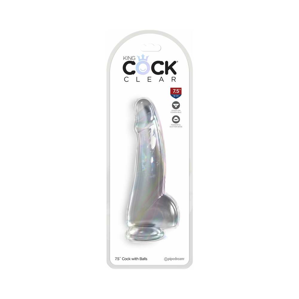 King Cock Clear with Balls 7.5 inches Clear