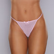 Adore What The Flirt Mesh Thong Pink One Size showcasing playful mesh design with a cute bow detail.