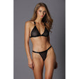 Allure Adore The Hook Up 2 Piece Set Black S/M model displays a sheer black bralette and G-string set.