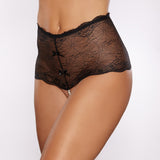 Allure Lingerie Passion & Pearl Lace Thong Black featuring delicate lace and pearl details for a glamorous look.