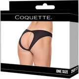 Coquette Knit Open Back Panty Black One Size showcased in a flirty, barely-there design with a cheeky open back.