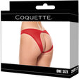 Coquette Knit Open Back Panty Red One Size packaging display featuring a stylish keyhole cut-out and glossy finish.
