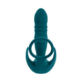 Playboy Bring It On Rechargeable Silicone Thrusting Anal Plug with Vibrating Ball Cradle Deep Teal