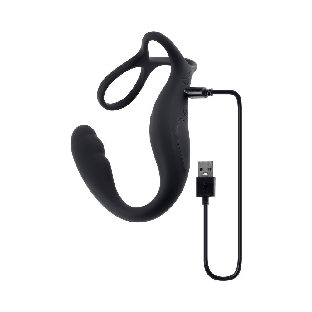 Gender X The Wrangler Rechargeable Silicone Vibrating C-ring with Remote Black