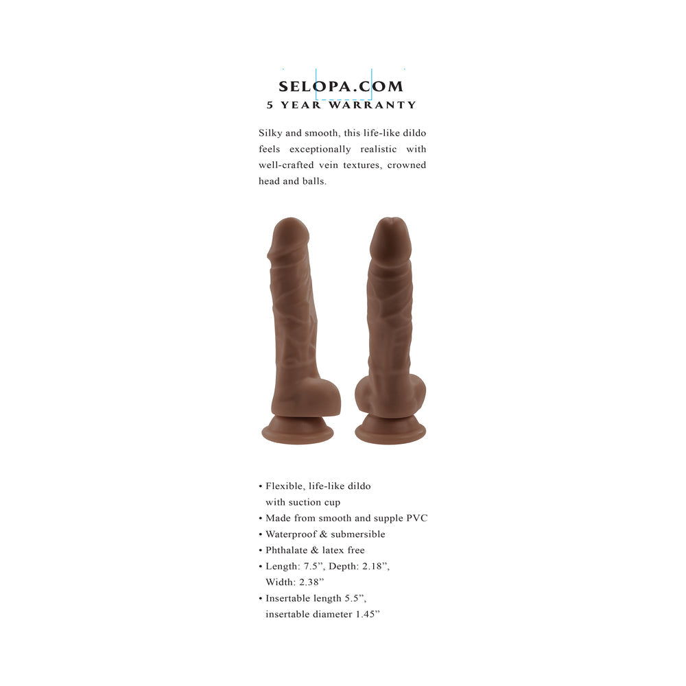 Selopa Non-Vibrating Dildo 6 inches Dark