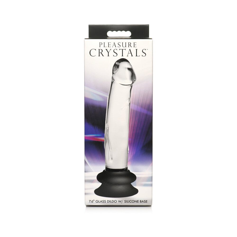 Pleasure Crystals 7.6 inches Glass Dildo with Silicone Base
