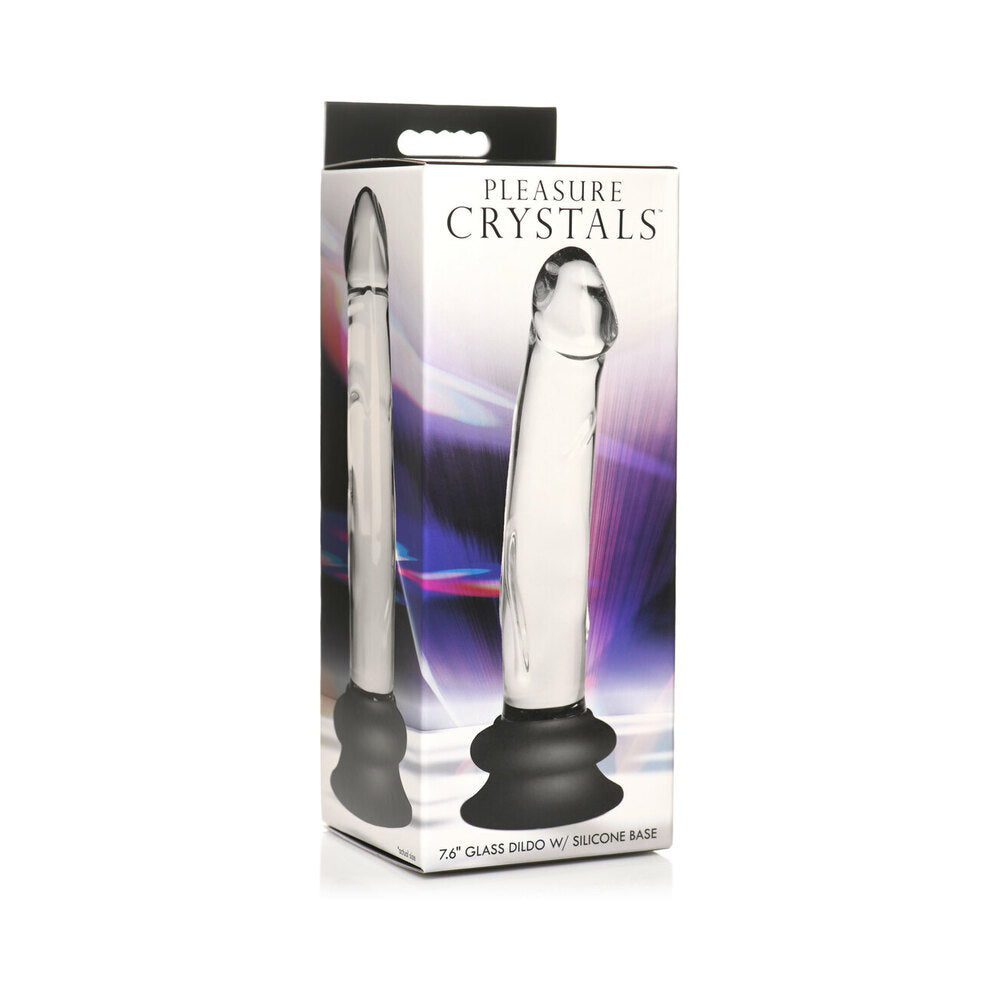 Pleasure Crystals 7.6 inches Glass Dildo with Silicone Base