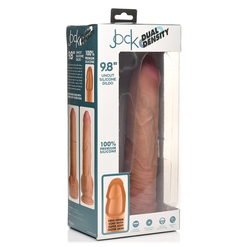 Jock Uncut 9.8 inches Dual Density Silicone Dildo with Balls Light