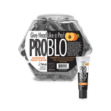 Pro Blo Peach Oral Pleasure Gel 65-Piece Fishbowl Display with individual tubes featuring peach flavor.
