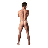 Male Power Show Stopper Posing Strap Silver Mesh Dot O/S