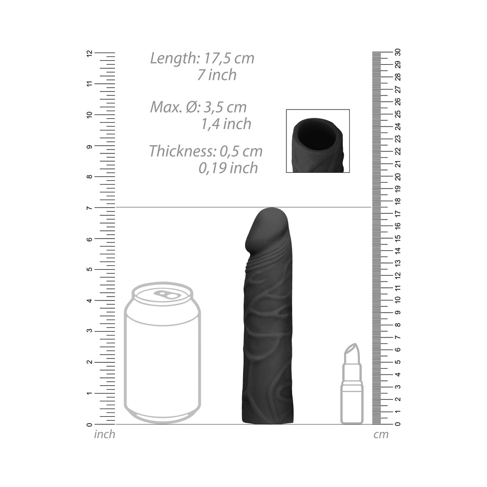 RealRock Skin 7 inches Penis Extender Sleeve Black
