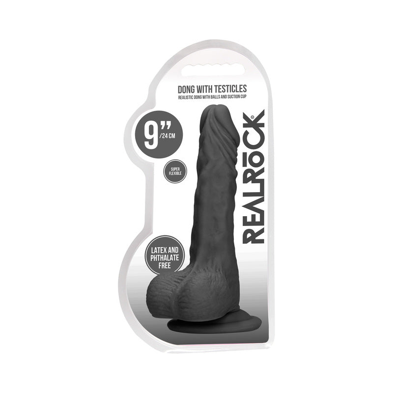 RealRock Skin 9 inches Dildo with Balls Black