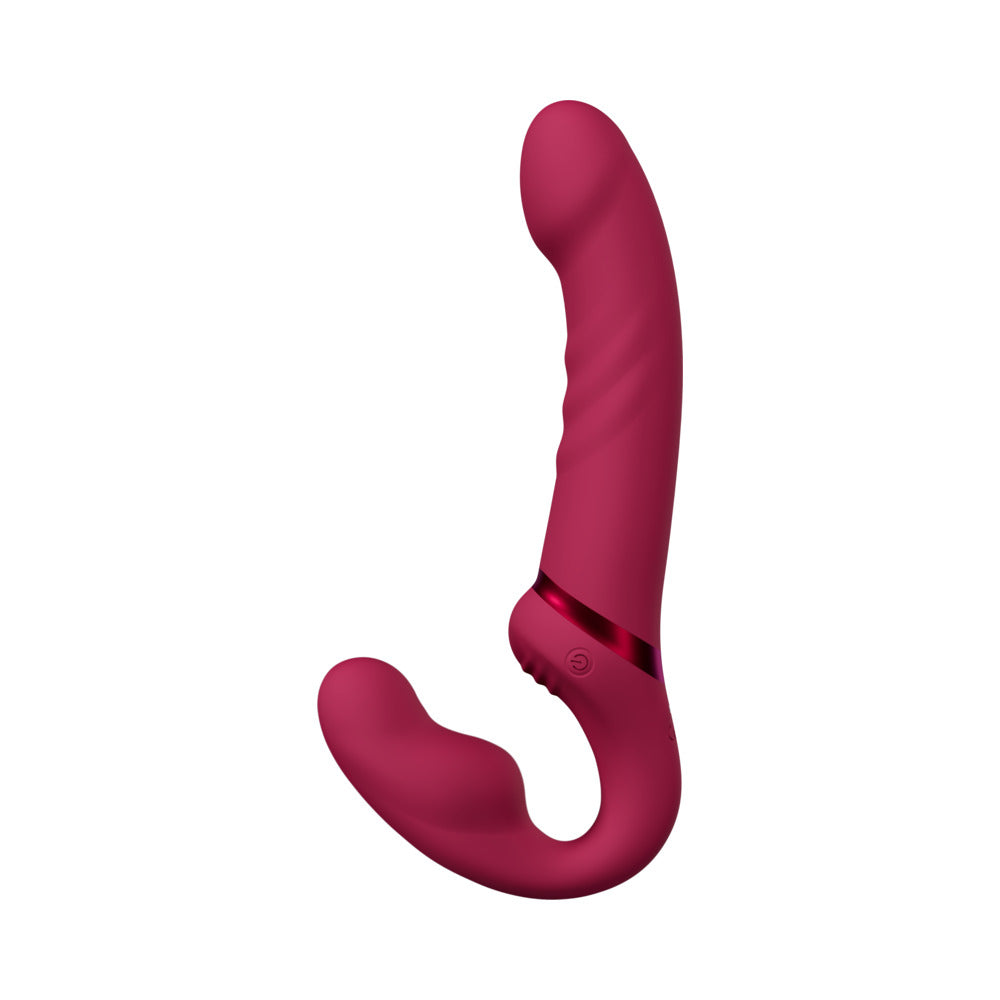 Lovense Lapis Rechargeable Silicone App Control Dual End Strapless Strap-On - Magenta