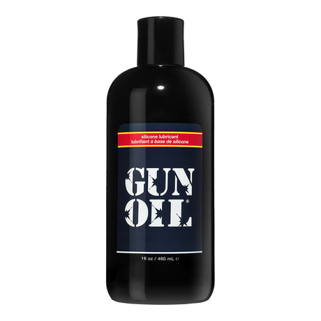 Gun Oil Silicone Lubricant 16 Oz bottle, premium silicone-based personal lubricant for long-lasting glide.