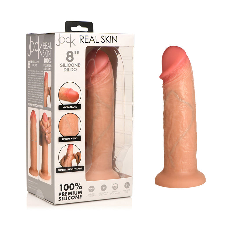 Jock Real Skin Silicone Dildo 8 inches Light
