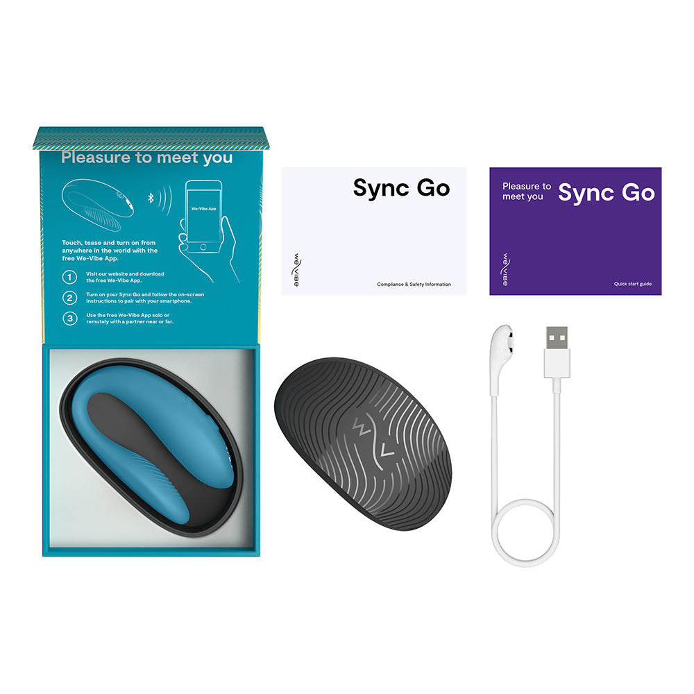 We-Vibe Sync Go App Control Rechargeable Silicone Couples Vibrator - Turquoise