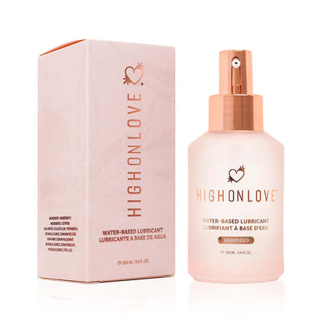 HighOnLove Water-Based Lubricant 3.4 Oz in elegant packaging, designed for smooth and comfortable use.